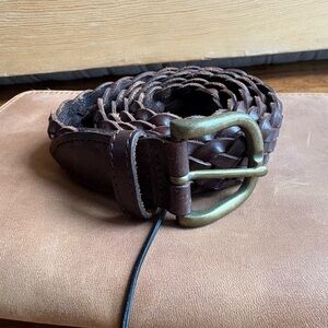 Braided Leather Belt in Brown Vintage